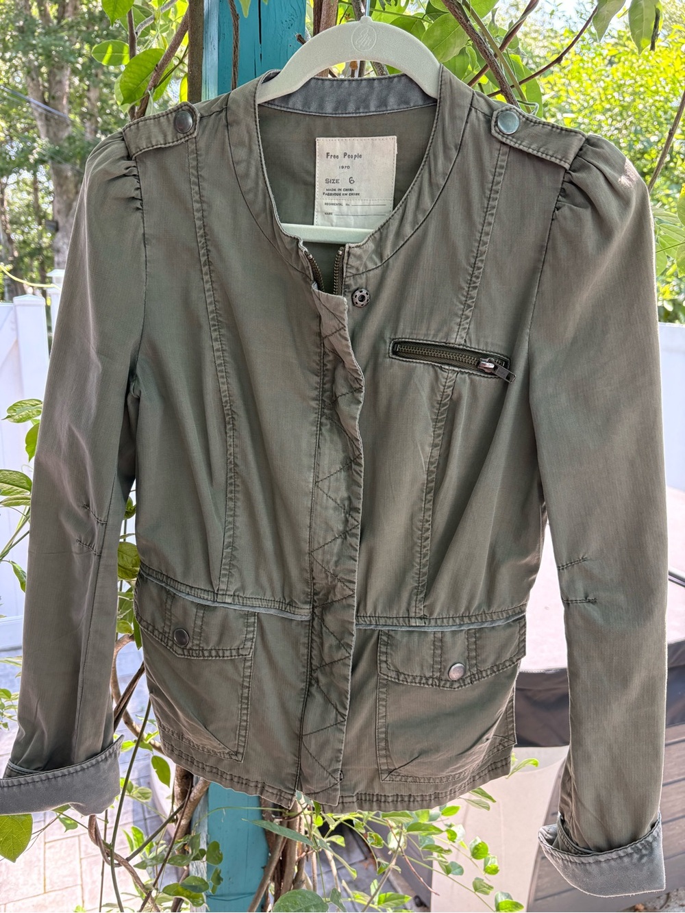 Free People Olive Utility Military-Inspired Jacket